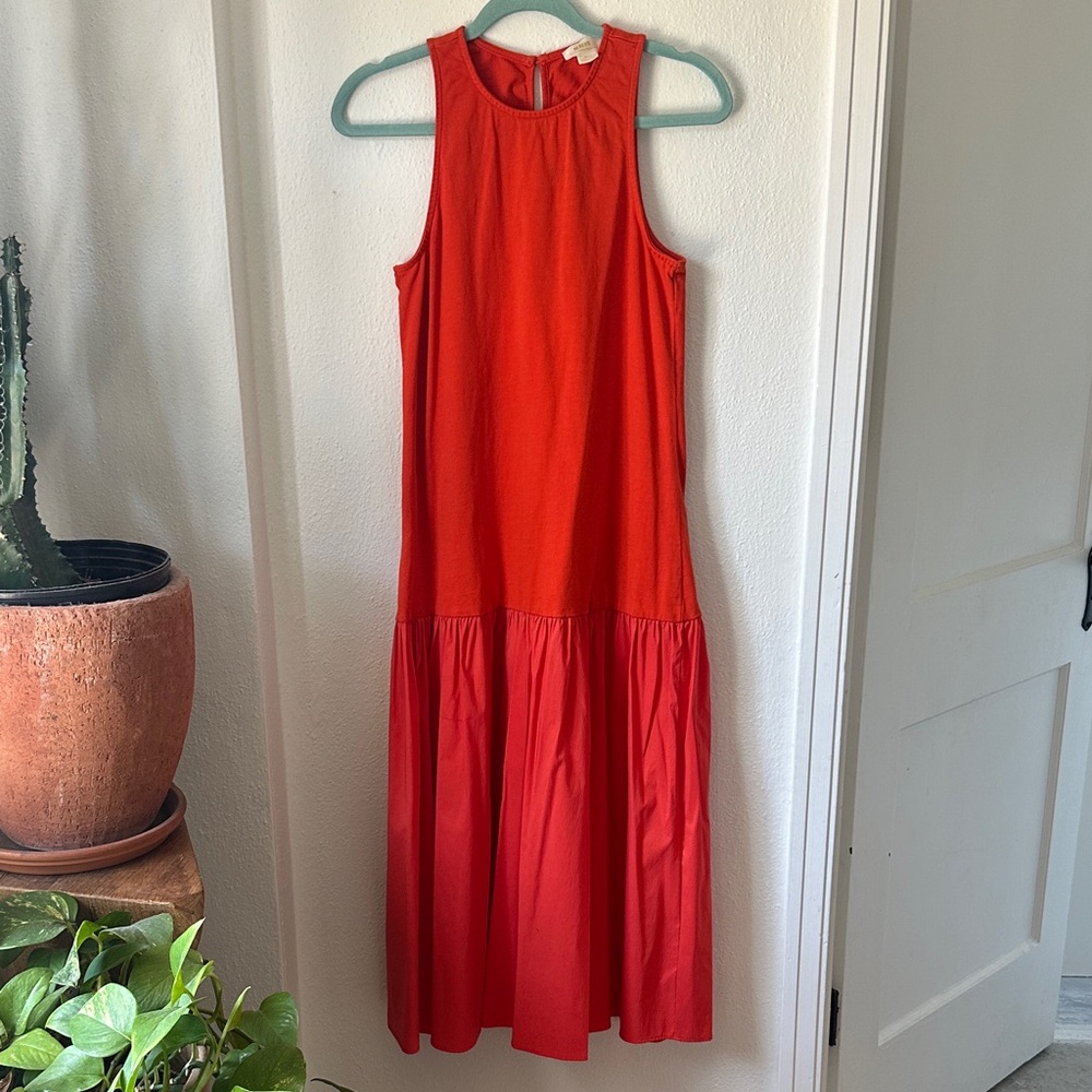 Maeve Women’s Sleeveless Red/Orange Drop-Waist Midi Dress